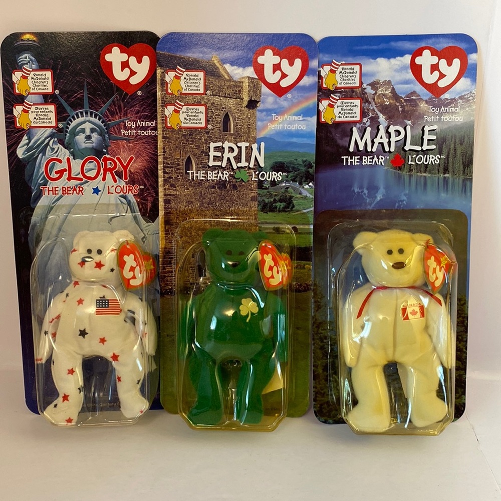 Ty Teenie Beanie Babies McDonalds International Bears 1999 set of 3